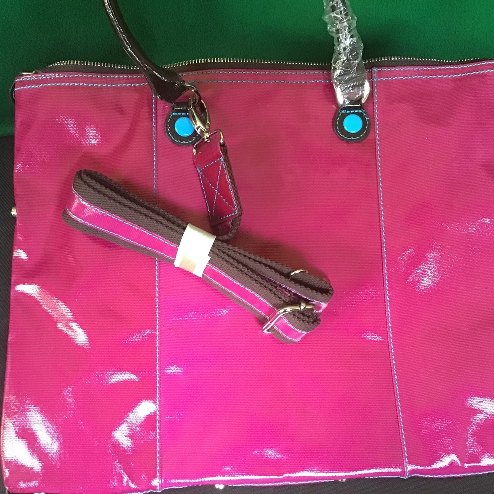 Hot pink Urban Junket vinyl tote bag